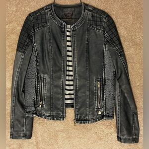 Point Zero faux vegan leather distressed look fitted biker jacket - small